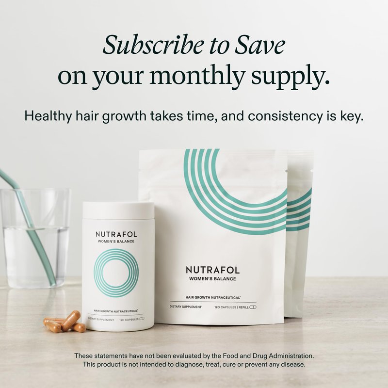 Nutrafol Women's Balance Hair Growth Supplements, for Women 45 Years and Older, Clinically Proven for Visibly Thicker Hair and Scalp Coverage, Dermatologist Recommended - 3 Month Supply, Pack of 3