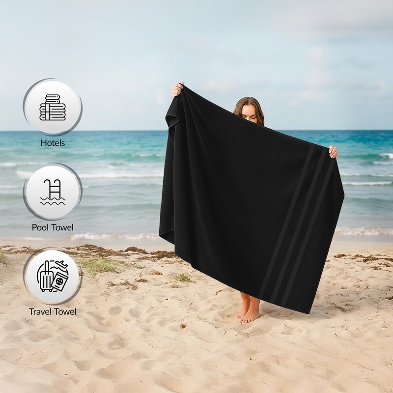 RIVERSIDE Pack of 2 Extra Large Bath Sheets 35 x 70 Inches, 100% Ring Spun Cotton, Hotel Quality, Oversized Bath Towels for Adults, Soft, Highly Absorbent & Quicker to Dry, Black