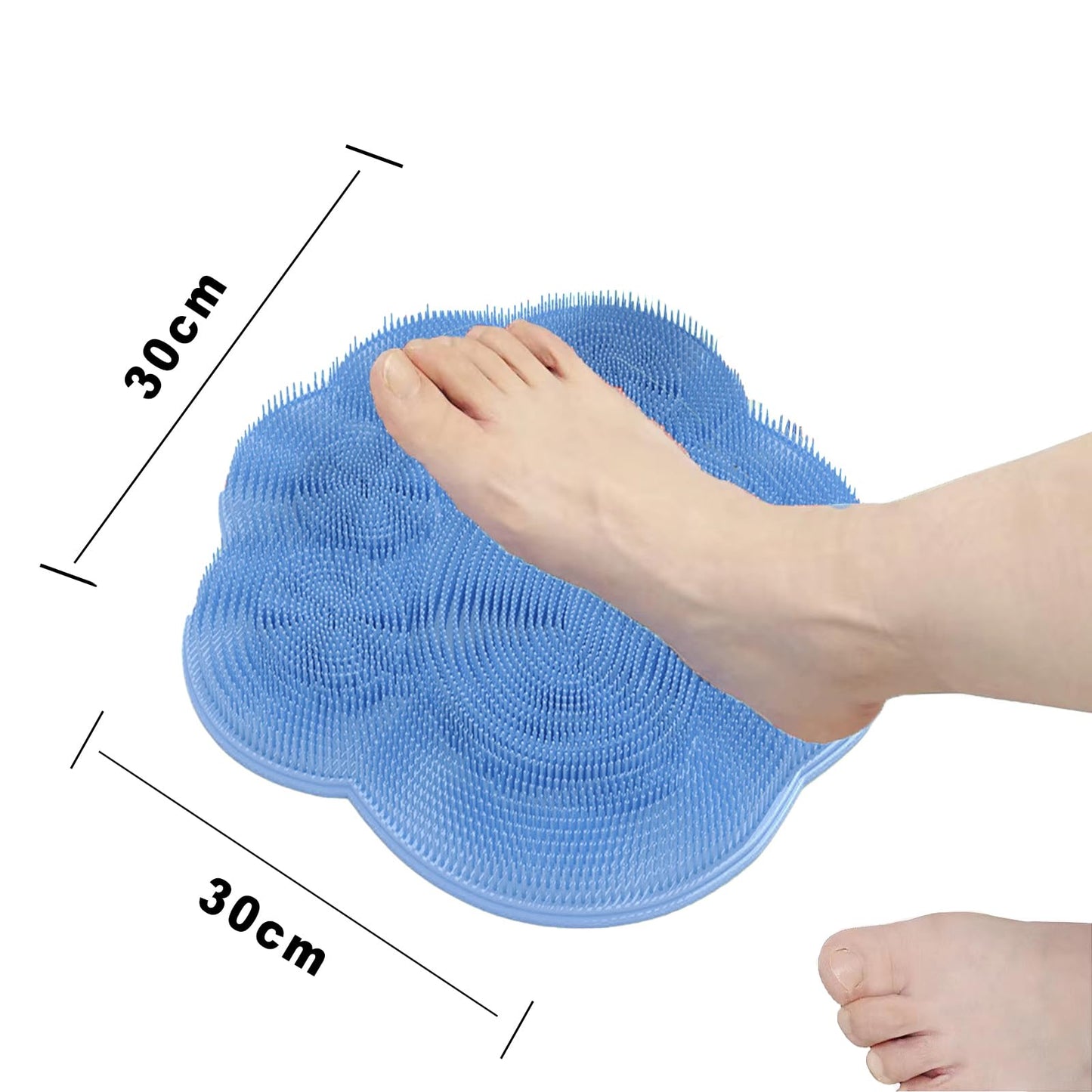 Foot Scrubber in Shower,Shower Foot Scrubber Mat,Silicone Foot Scrubber for Shower,Silicone Body Scrubber with Suction Cups,Bath Feet Scrub Mat with Storage Hook(Blue)