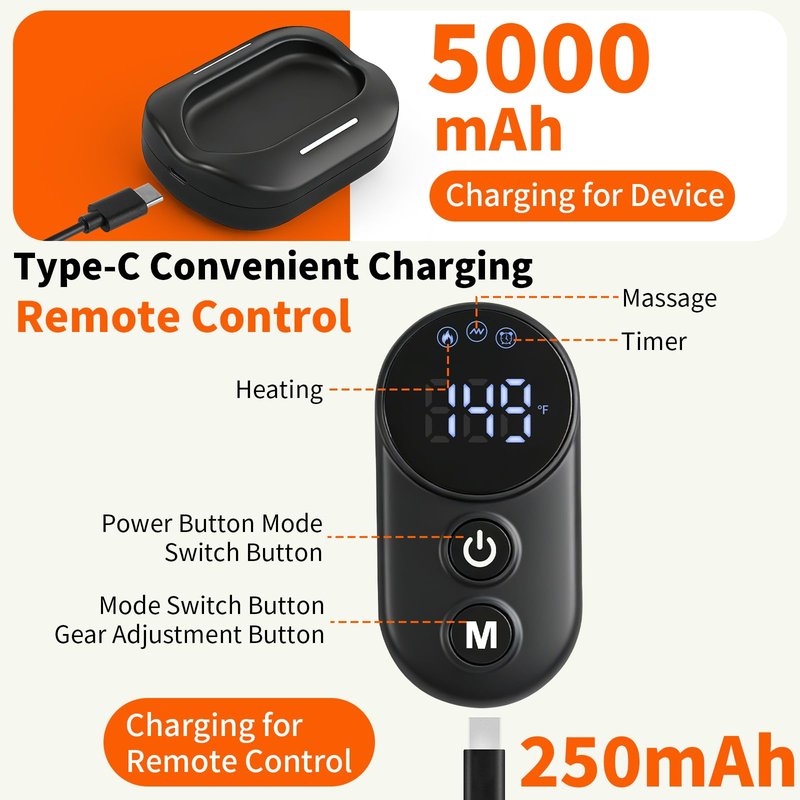 Cordless Shoulder Heating Pad with Detachable Magnetic Remote, 5 Heat & 5 Vibration Modes, Heated Shoulder Wrap Massager for Frozen Shoulder & Rotator Cuff Pain Relief, Ideal Gift for Women Men