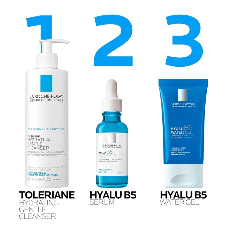 La Roche-Posay Hyalu B5 Water Gel Face Moisturizer - Hydrating Cream with Hyaluronic Acid, Lightweight & Non-Comedogenic, 1.35 fl oz