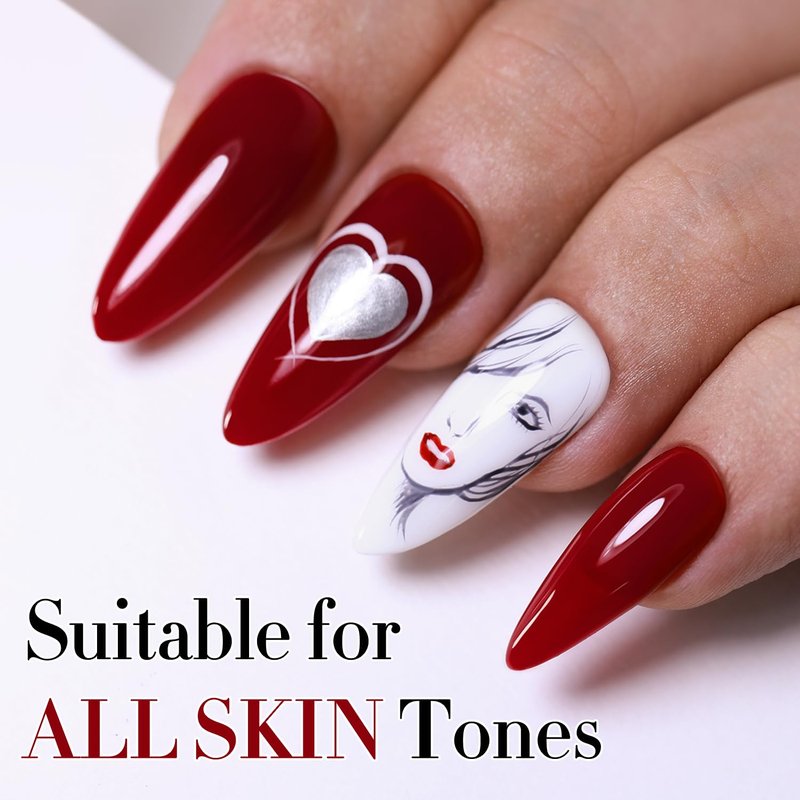 Gel Nail Polish - Double Rhythm 15ML Dark Red Soak Off for DIY Manicure at Home | Art & Salon Quality