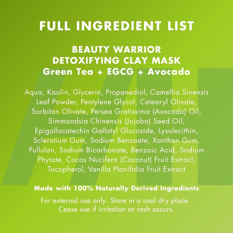 Handmade Heroes Green Tea EGCG Clay Mask – Facial Treatment Mask for Pore Minimizing, Oil Control & Calming. Detoxifying Clay Mask for Blemish Prone Skin