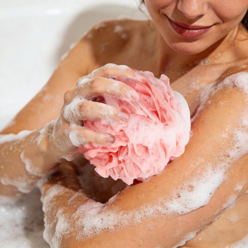 6 Pack Shower Loofah Bath Sponge, 75g/pc Large Exfoliating Body Scrubber Shower Scrunchies for Women and Men