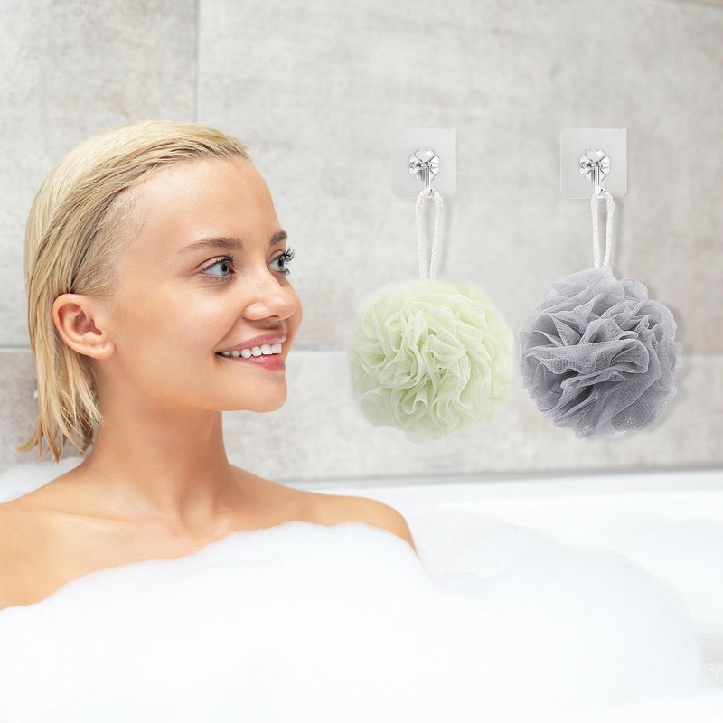 8 Small Mesh Pouf Bath Sponge - Mesh Loofah Body Exfoliating Shower Ball Shower Sponge