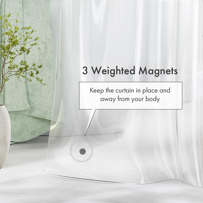 Amazer Extra Long Shower Curtain Liner 72 x 84 Clear Shower Liner Medium Weight PEVA Waterproof Inside Shower Curtains for Bathroom with 3 Magnets and Rustproof Grommets