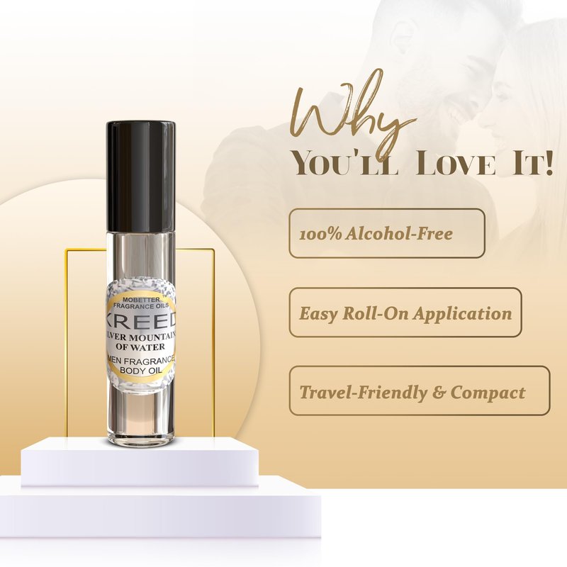 MOBETTER FRAGRANCE OILS' Kreed Silver Mountains of Water Men Fragrance Body Oil 1/3 oz roll on Glass Bottle