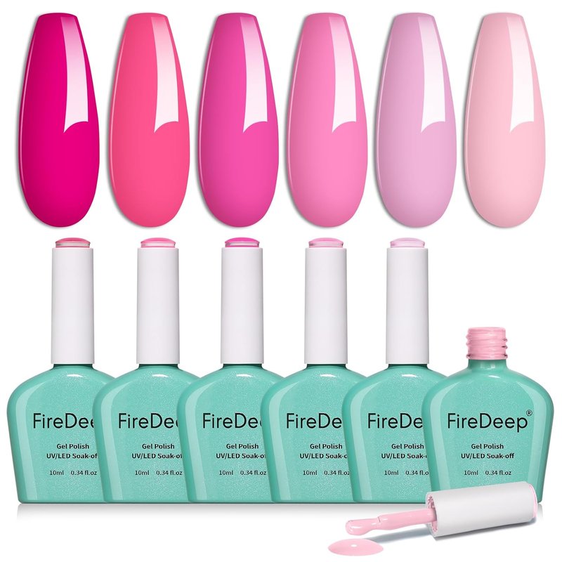 Skiennix 10ml Hema-Free Pink Gel Nail Polish Set - 6 Vibrant Colors for Salon-Quality DIY Manicures