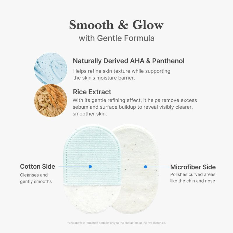 medicube Zero Pore Peel Pads (8ea) | Smoothing Mitt for Face & Body | Rice Extract, Natural AHA & Panthenol | Double-Sided Organic Cotton & Microfiber Pads | Polish for Smooth, Clear Skin