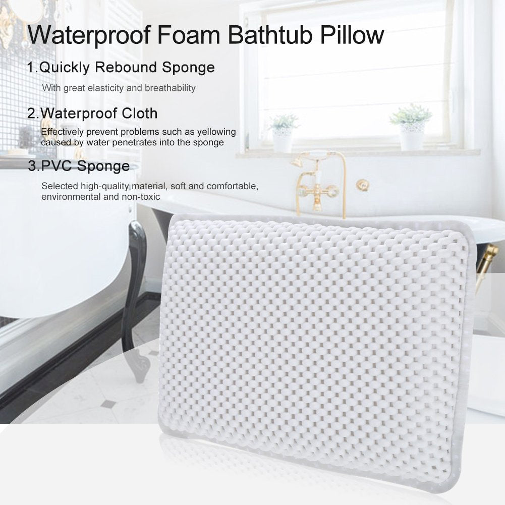 Bath Pillow Bathtub Headrest Soft Neck Support Back Foam Bath Cushion for Tailbone Pillow Pillows tub Head and Neck Bathtub Suction Waterproof Lower Back headrest spa Cup