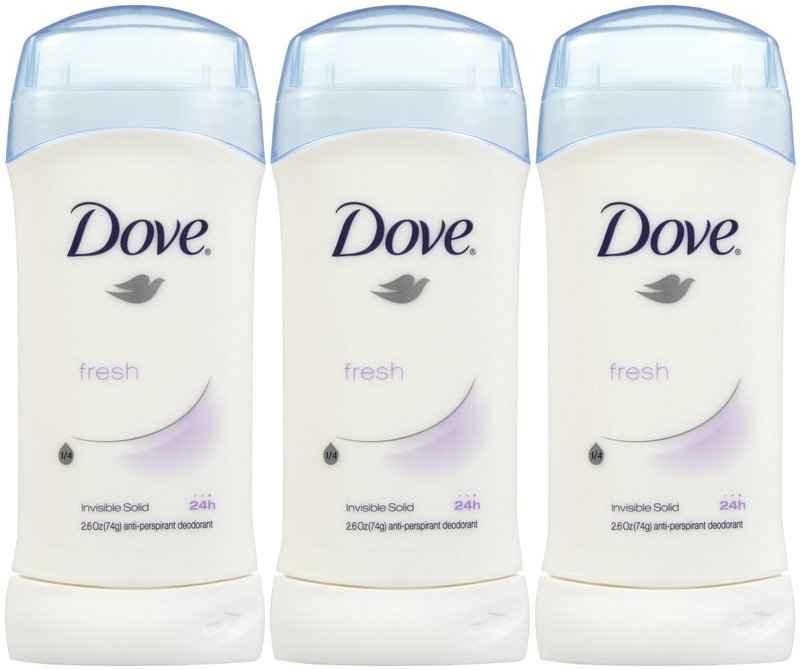 Dove Invisible Solid Deodorant, Fresh, 2.6 Ounce (Pack of 3)