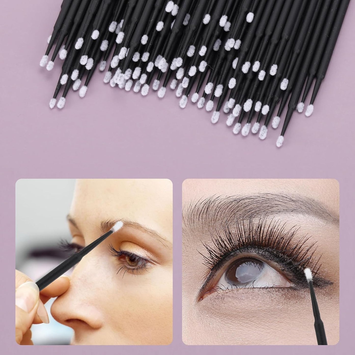 Tbestmax Micro Applicator Brushes - 1200 Pcs Disposable Swabs for Eyelash Extensions | Black