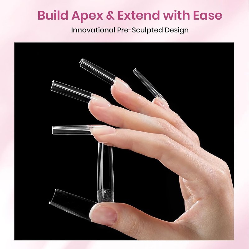 Beetles Tipex Instant Apex Nail Tips - XL Long Square, 160PCS | 16 Sizes 00–14, Easy DIY Nail Extensions