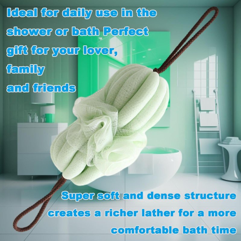 GXBTOPGO Large 85g Green Bath Loofah Sponge Loofa Luffas Shower Puff Pouf Ball Exfoliating Body Back Scrubber for Men&Women