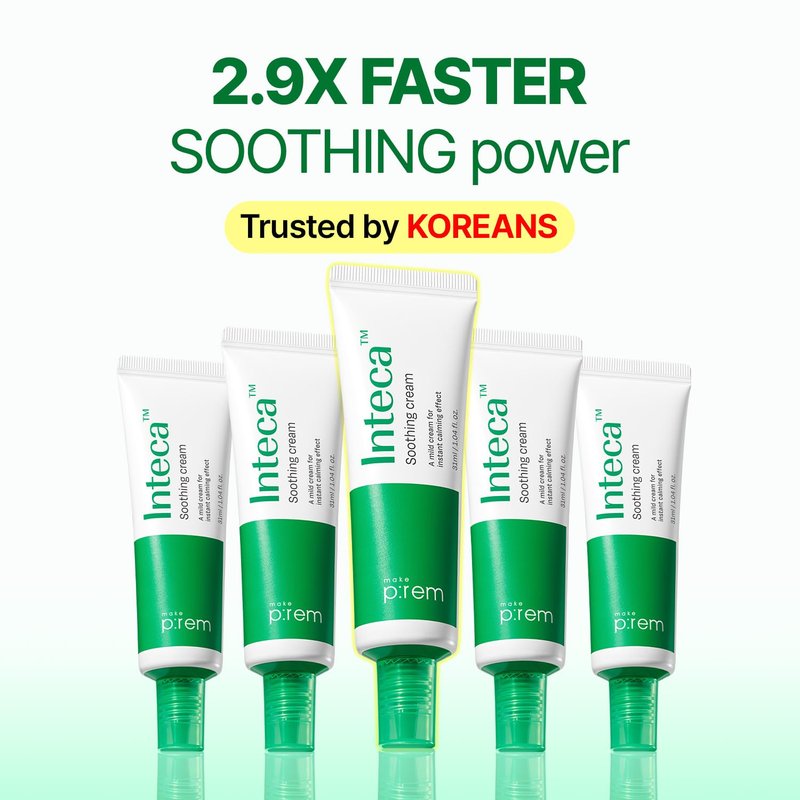 MAKE P:REM INTECA Soothing Cream, Quick Calming Facial Cream with Advanced CICA for All Skin Types, Oily Skin, EVE VEGAN, Korean Skin Care, 2.36 fl.oz. (70ml)