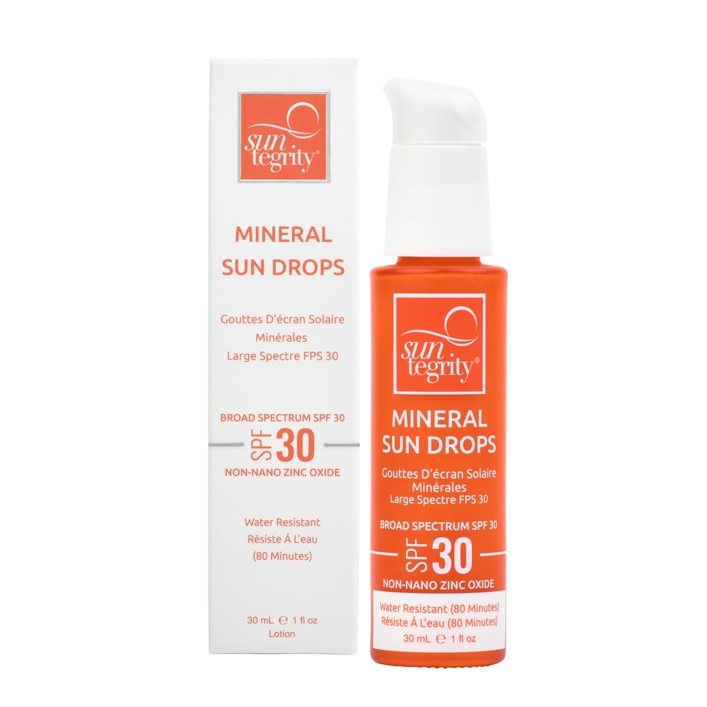 Suntegrity Mineral Sun Drops SPF 30 - Broad Spectrum Zinc Oxide Sunscreen for Face | Vegan, Reef-Safe, Non-Greasy Formula