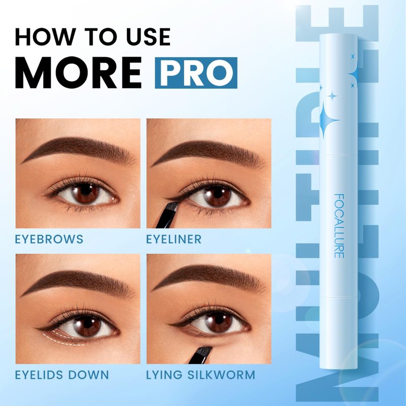 FOCALLURE Pro-stay No Smudge Eyebrow Pomade, 2-in-1 3D Brow Pomade with Brush, Waterproof & Sweat-proof Eyebrow Color Cream, Fills and Shapes Brows, Dark Brown
