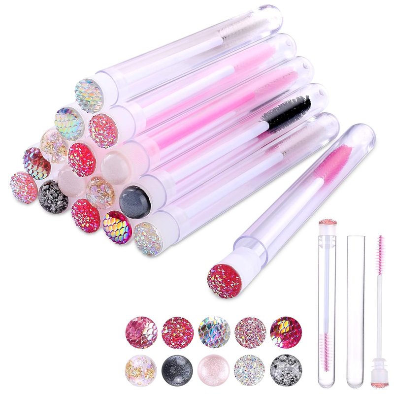 Eyelash Brush Set - 10pcs Lash Wands for Makeup & Eyelash Extensions | Diamond Color Cleaning Tools
