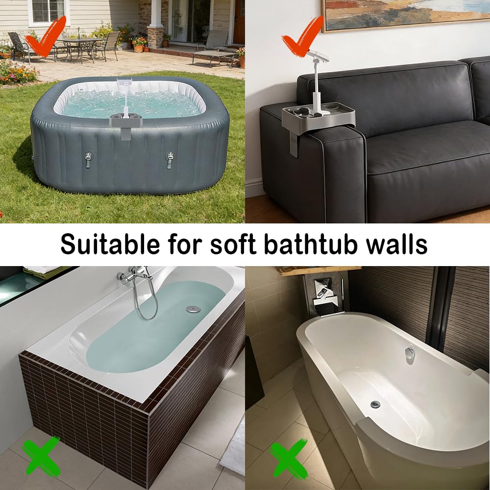 GSZEPSEX Hot Tub Table Tray with Adjustable Phone Holder, Bathtub Table Tray, Hot Tub Accessories for Inflatable Tub and Pool