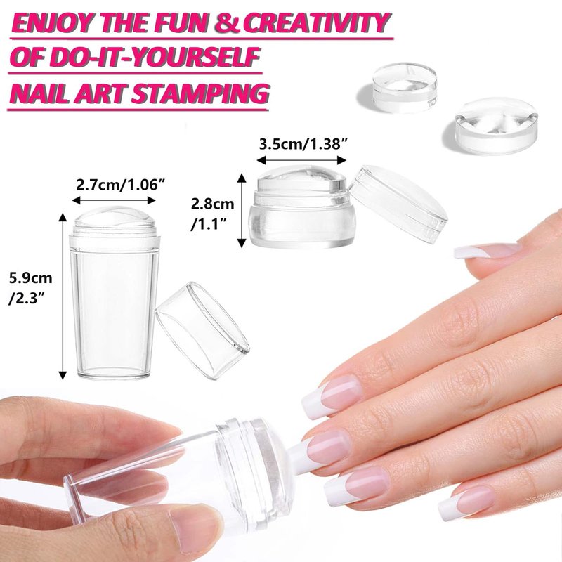French Tip Stamp - 4Pcs Clear Silicone Stamps With 4Pcs Scrapers for Manicure Home Salon DIY Nail Art