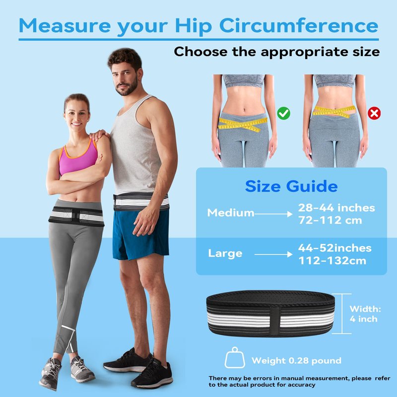 Waist Belt Sacroiliac Hip Belt, Lumbar Support Sciatica Pain Relief, Sacroiliac SI Joint - Lower Back Support Brace for Women and Men, Non-Slip and Adjustable & Breathable Back Pain Relief (Medium)