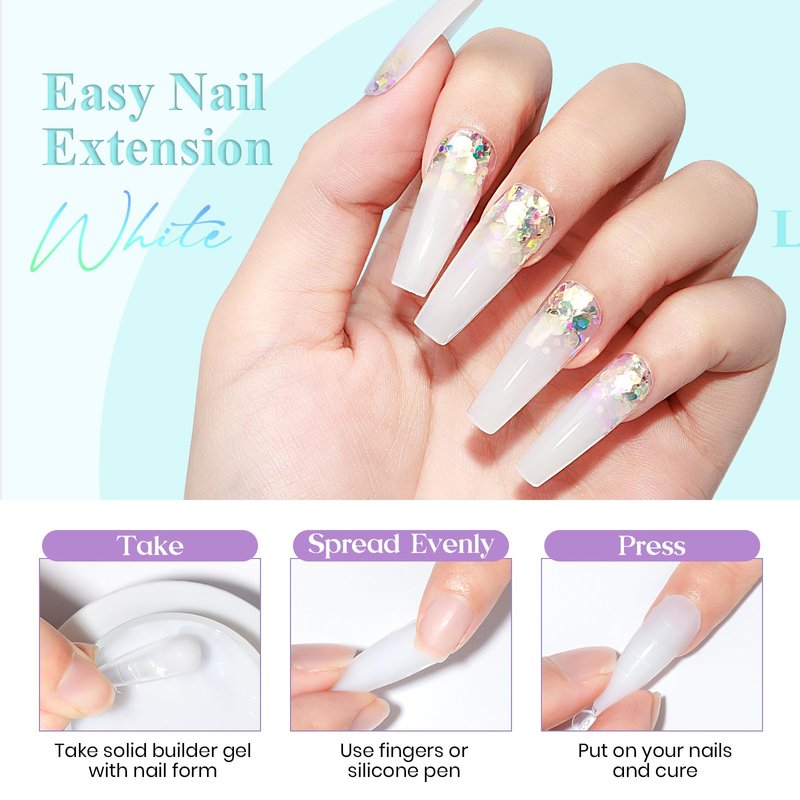 MIZHSE 60g White 3D Gel Nail Art Sculpting, Solid Builder Gel for Nails Non-Sticky Carving Molding Hard Extension Gels Soak Off U V LED for Salon Manicure Home DIY