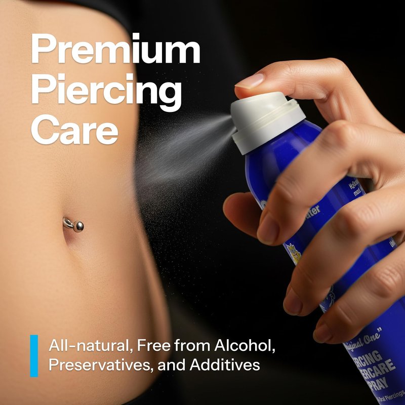 H2Ocean Piercing Aftercare Spray – Sea Salt Spray for Body and Facial Piercings – Ear, Nose, Navel, Oral & Body Piercing Cleaner, Aftercare Solution for New Piercings– 4oz
