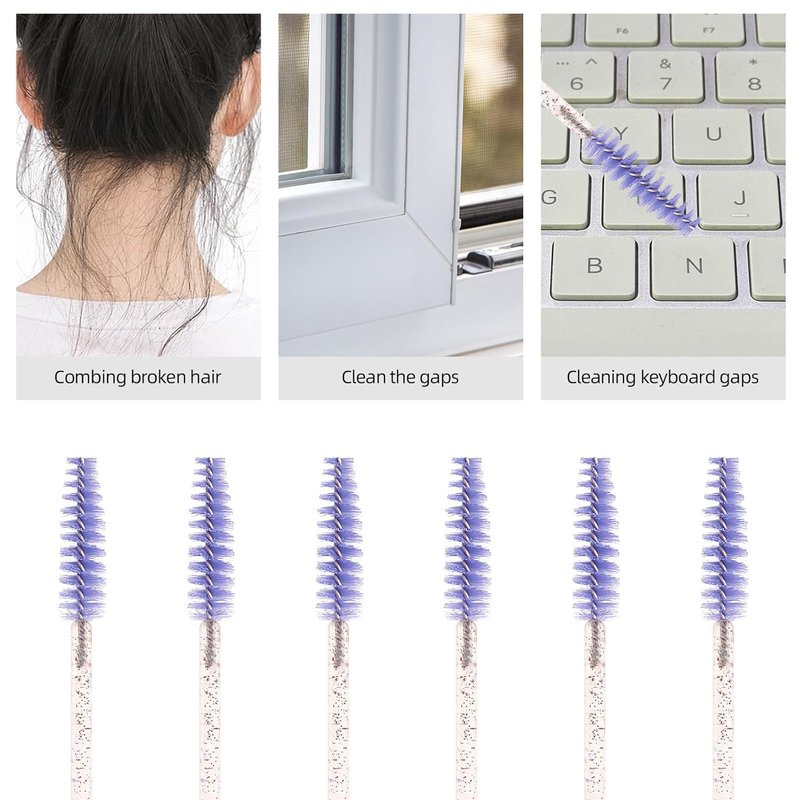 Disposable Mascara Wands - 500 Pcs Eyelash Brush Applicators with Colorful Handles | Purple