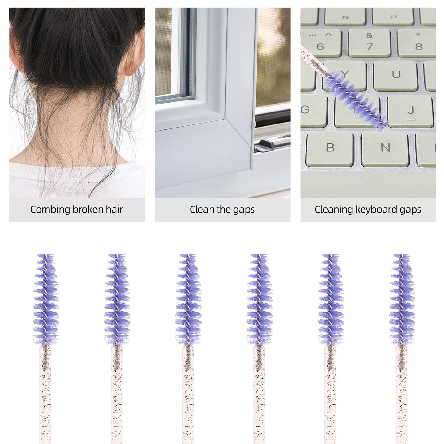 Tbestmax 300Pcs Disposable Eyelash Brush, Mascara Wands Makeup Brushes Applicators Kits for Eyelash Extensions and Eyebrow - Colorful Handle, Purple