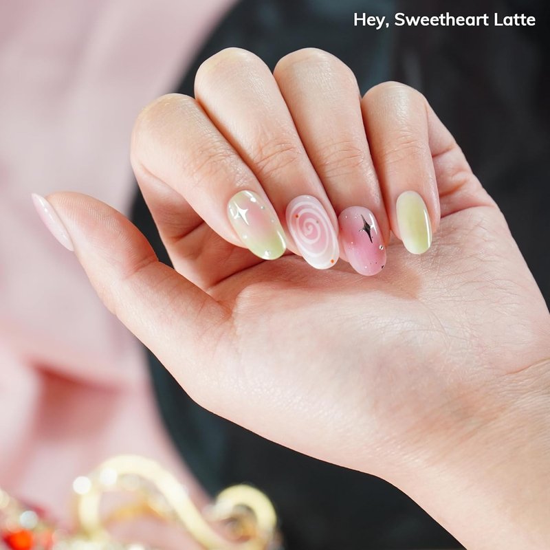 Heyhae Semi Cured Gel Nail Strips - Easy Apply & Remove, Salon Quality | Fall Glam Pink | 28 Strips, Prep Pads & Nail File Included