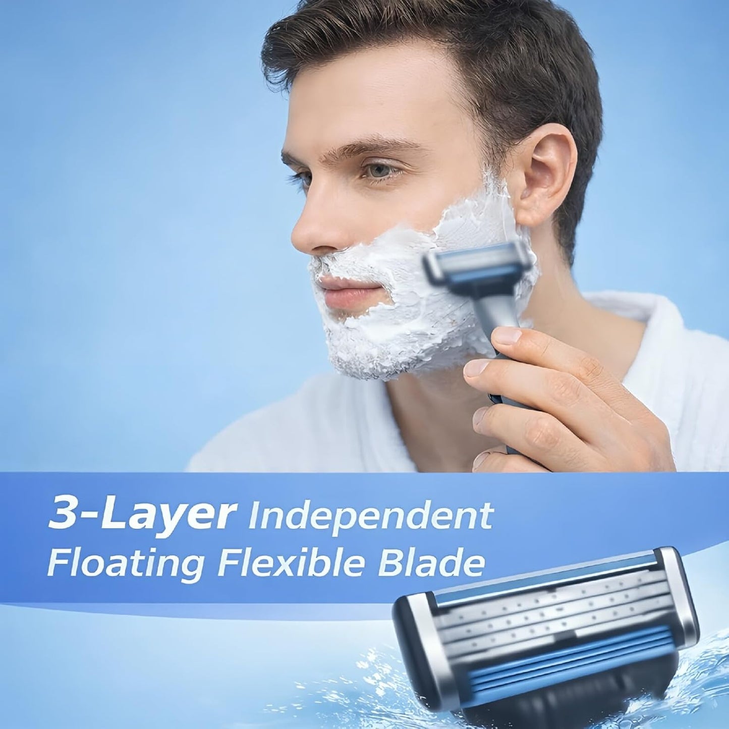 Skiennix Razor Refills for Men - 24 Count Triple-Layer Blades Compatible with Mach3 Razor