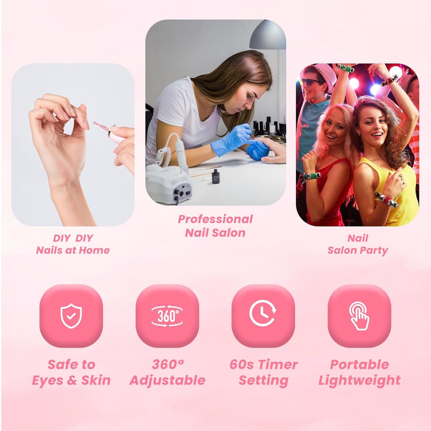 Touch Switch Gel x Lamp - 9W Cordless Rechargeable Gooseneck UV Nail Lamp | Portable Quick-Dry with 60s Timer for Home & Salon