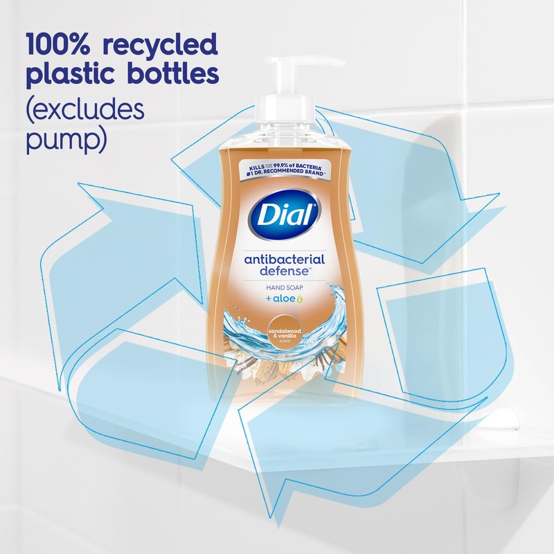 Dial Antibacterial Defense Liquid Hand Soap + Aloe, Sandalwood & Vanilla Scent, 11 Fl Oz (Pack of 12), Dermatologist-Tested Hand Wash, Gentle Formula