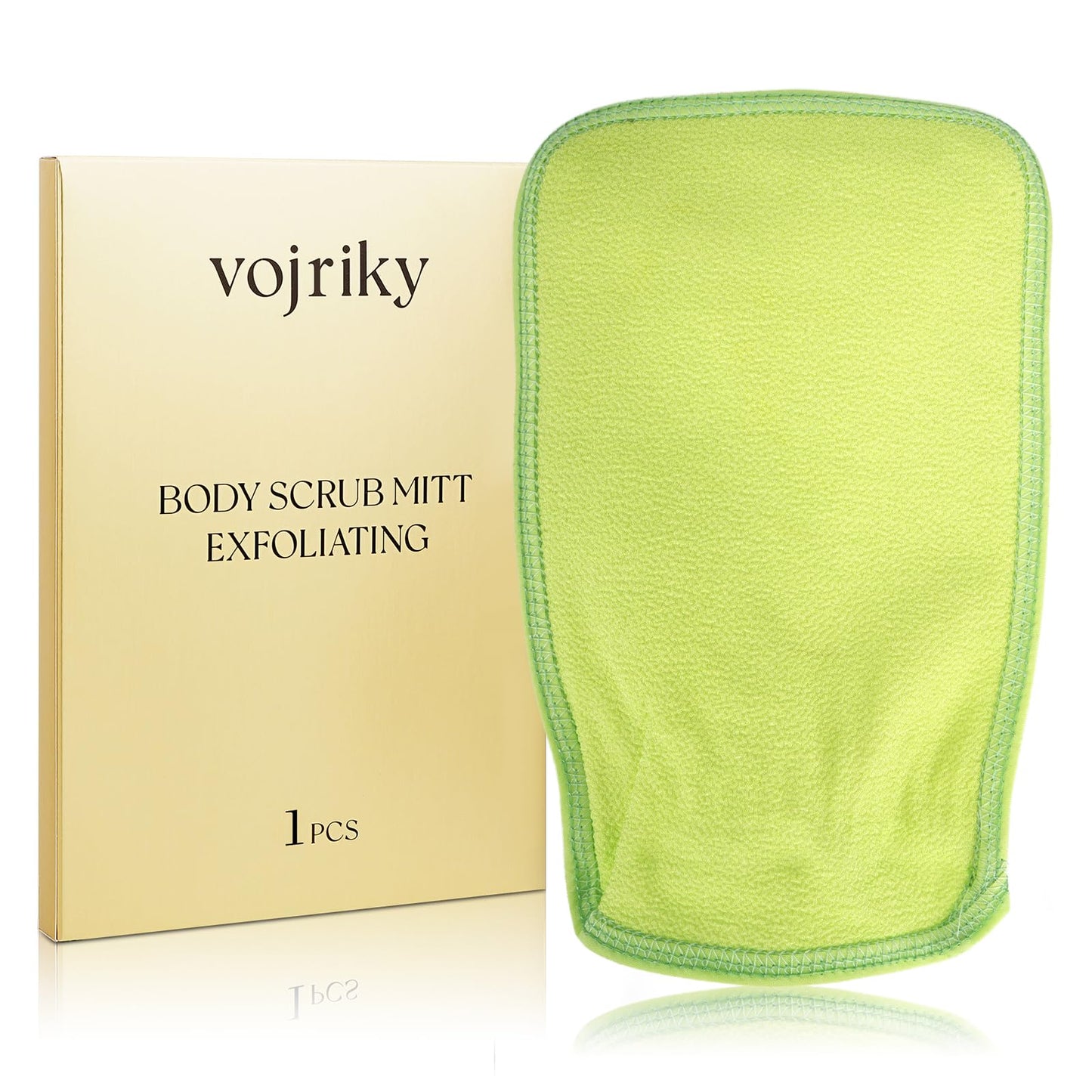 Vojriky 1PCS Durable Body Scrub, Dead Skin Remover & Body Scrubber Exfoliator, Body Exfoliating Gloves for Shower, washcloth exfoliating, exfoliating Glove for Smooth Skin (GREEN)