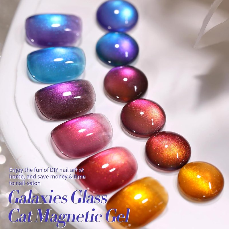Born Pretty Cat Eye Magnetic Gel Nail Polish - Colorful Holographic Glitter Set | 6PCS for DIY Manicure