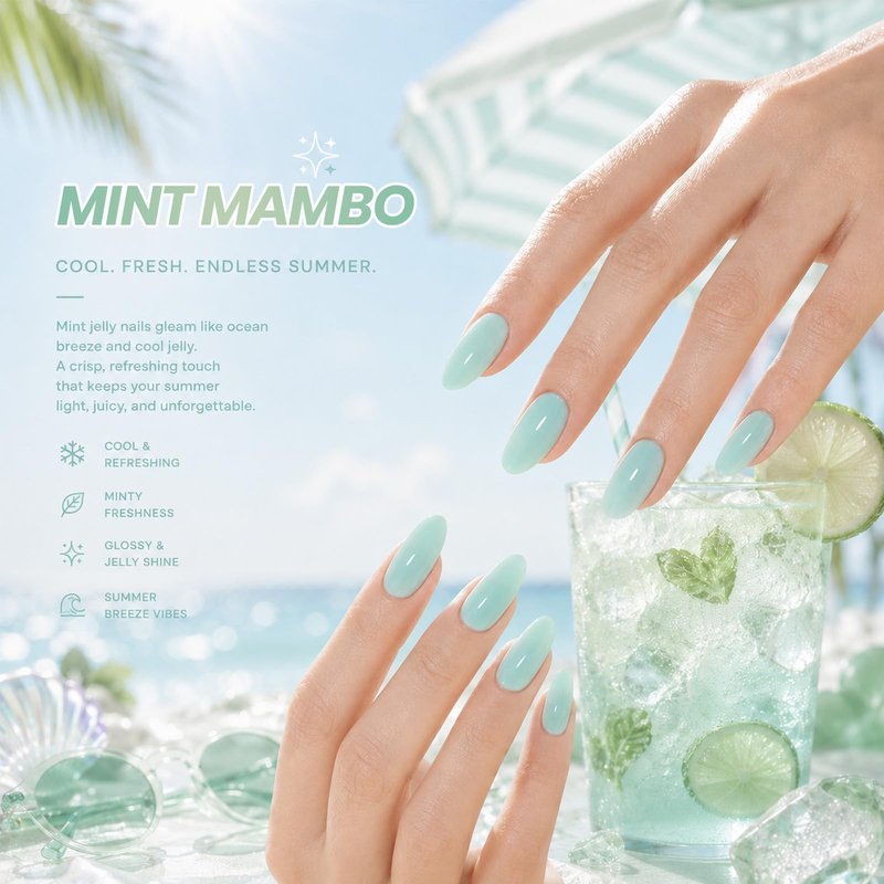 Beetles Mint Green Gel Nail Polish - 15ML Mint Mambo Summer Jelly Gel Nail Polish Sheer Translucent Effect Soak Off UV Nail Art Salon Home DIY Manicure Gift for Women