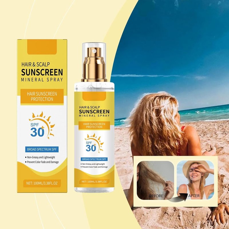 Hair & Scalp Sunscreen Spray SPF 30 - Color-Safe UV Protection for Dyed Hair | Weightless Coconut Enriched Shield (1)