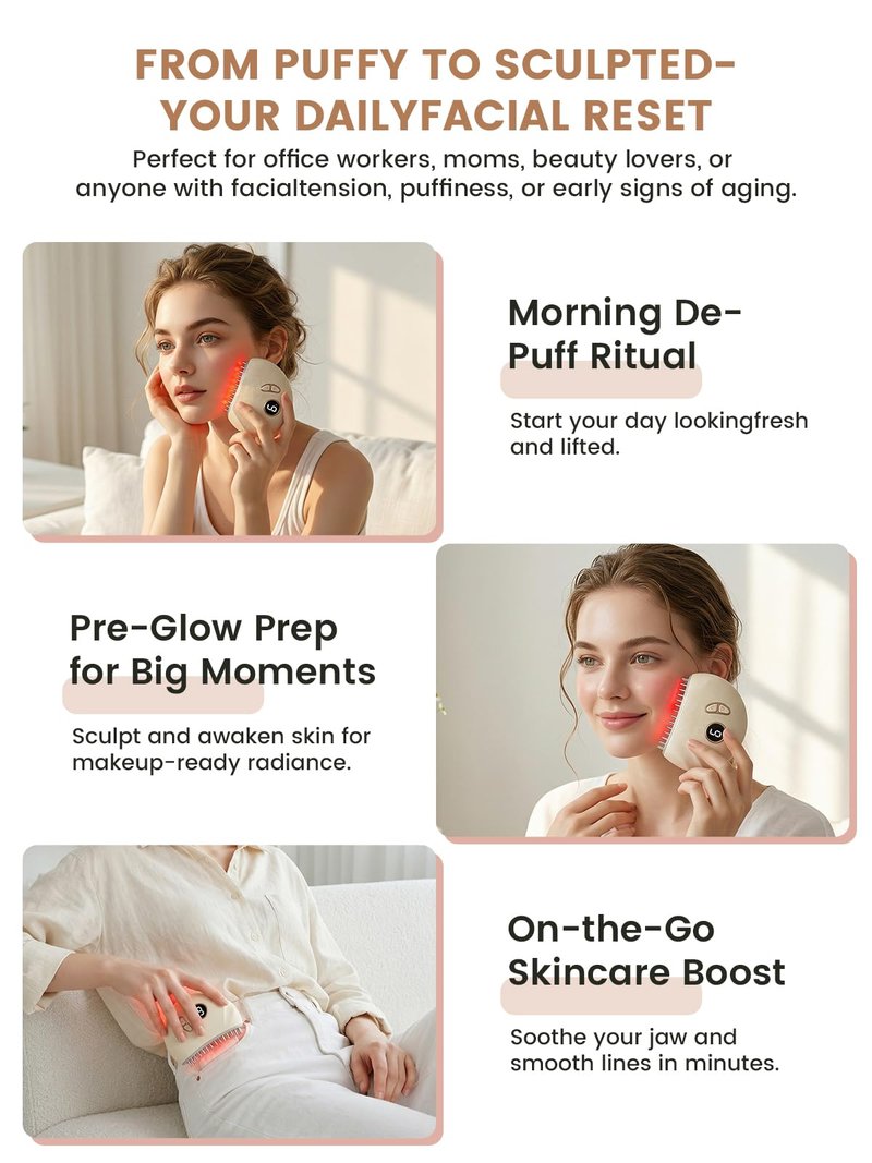 ENKUSU Lymphatic Contour Face Brush – Face Massager for Lymphatic Drainage, Double Chin Reducer, and Facial Sculpting – Gentle Vibrating Lymphatic Drainage Tool for Jawline & Puffiness - White