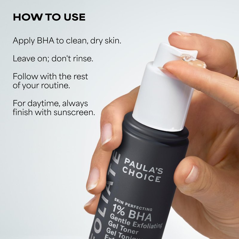 Paula's Choice SKIN PERFECTING 1% BHA Exfoliating Gel Toner for Sensitive Skin, Gentle Facial Smoother with Salicylic Acid and Allantoin for Redness, Clogged & Enlarged Pores, Fragrance-Free