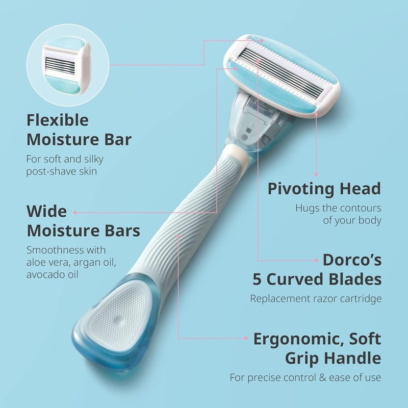 DORCO EVE5 Women's Razor - 1 Handle & 4 Long-Lasting Blade Refills | Smooth Shaving Experience