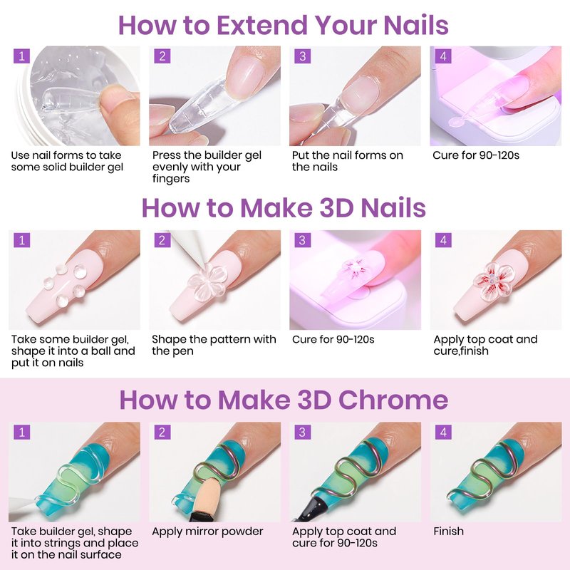 MIZHSE 3D Gel Nail Art Sculpting Gel, Solid Builder Gels for Nails 60g Large Capacity 3D Sculpting Non-Sticky Carving U V/LED Extension Hard Gels with 3D Mold for Nail Art Salon Home DIY