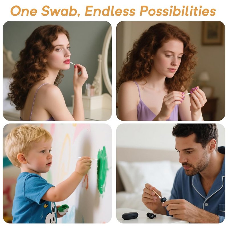 Bamboo Cotton Swabs - 1000 Count Double Pointed Organic Tips | Durable Bamboo Sticks for Nail & Makeup Use