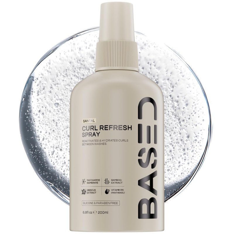 Curl Refresh Spray - Lightweight Hydrating Formula with Bamboo & Hibiscus Extract | Non-Toxic & Paraben Free (6.8 fl oz)