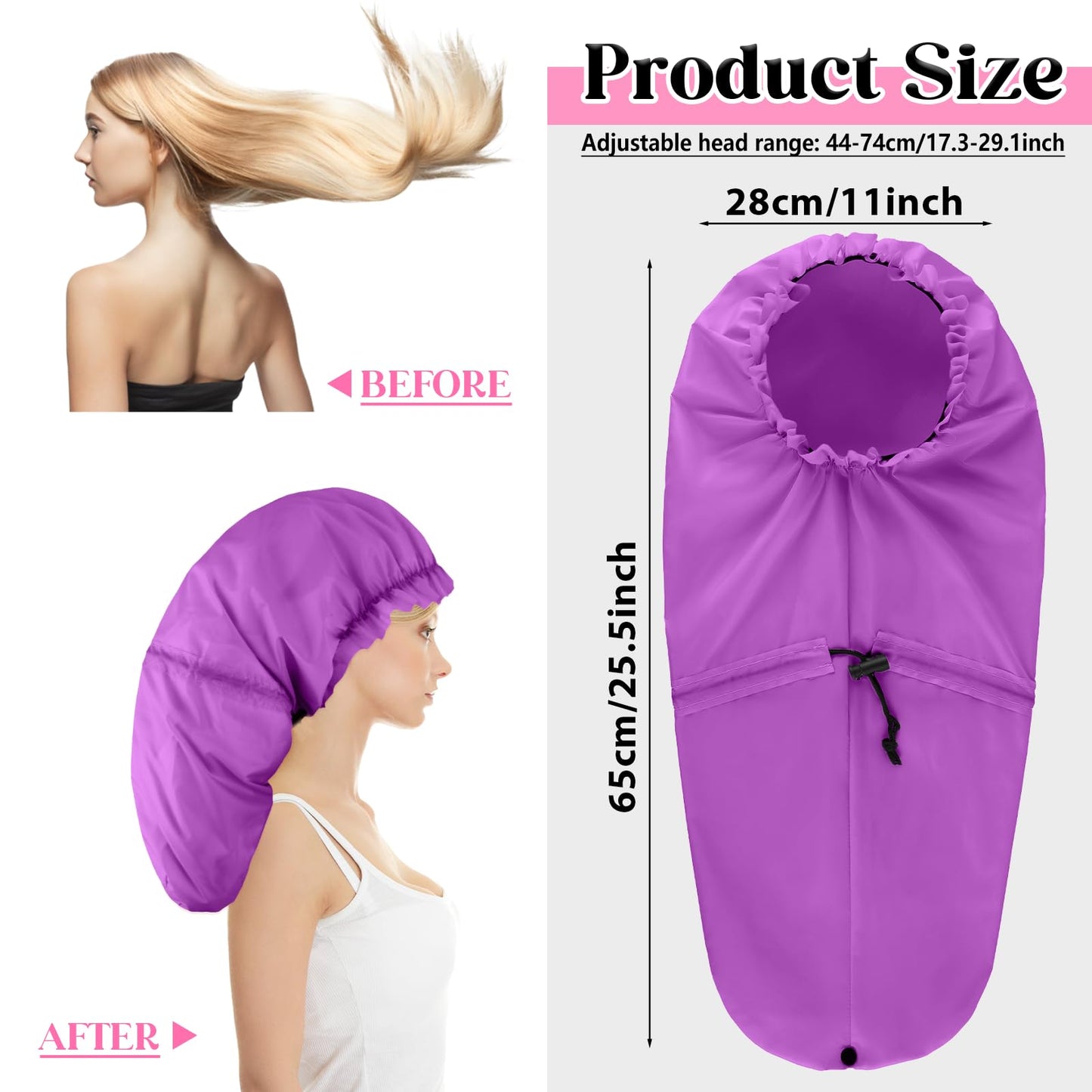 2 Pcs Large Shower Cap for Braids, Extra Long Shower Cap for Women Long Hair & Locs, Waterproof Hair Bonnets for Dreadlocks Drawstring Bath Caps for Women & Men (Blue, Purple)