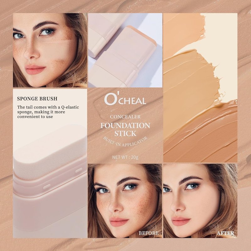O'CHEAL Face Foundation Contour Stick - Long-Wear Lightweight Concealer for Blemishes | Shade 02 Natural