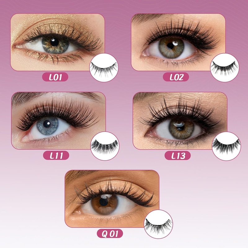 Elara Craft Magnetic Eyelashes,Magnetic Eyelashes with Applicator,No Glue Needed Soft Lashes Kit,Reusable False Lashes Natural Look and Waterproof(L02)