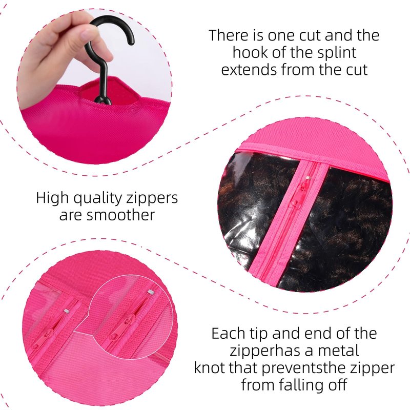 12PCS Wig Holder Storage Bags with Hanger - Hair Extension Organizer for Multiple Wigs & Accessories