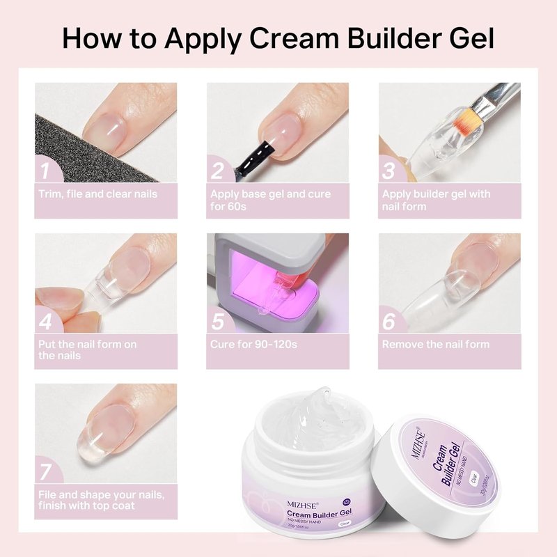 MIZHSE Nail Builder Gel - 30g Clear Hard Extension Strengthener for 3D Nail Art | DIY Sculpting Kit with Dual Forms & Brush
