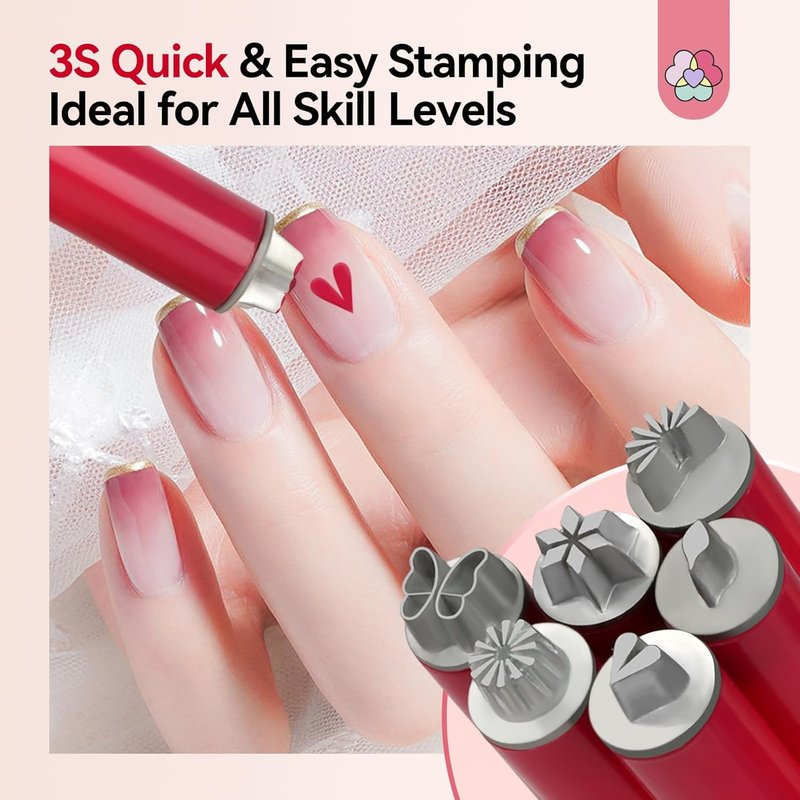 Nail Art Stamp Pen Set - French Tip & Flower Patterns | 3 Quick-Dry Tools for DIY Manicure