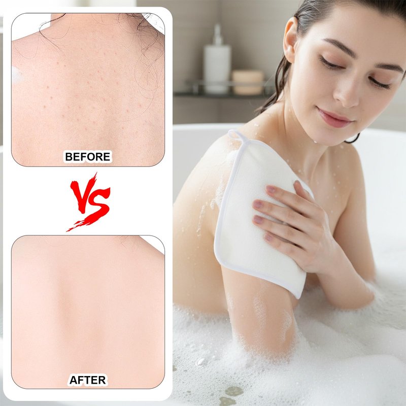 Aphumedc 4PCS Exfoliating Washcloth Set - Soft Weave Towel for Face Body, Body Scrubber for Dead Skin Thin Wash Rags for Travel - Beige Exfoliating Towel Pack